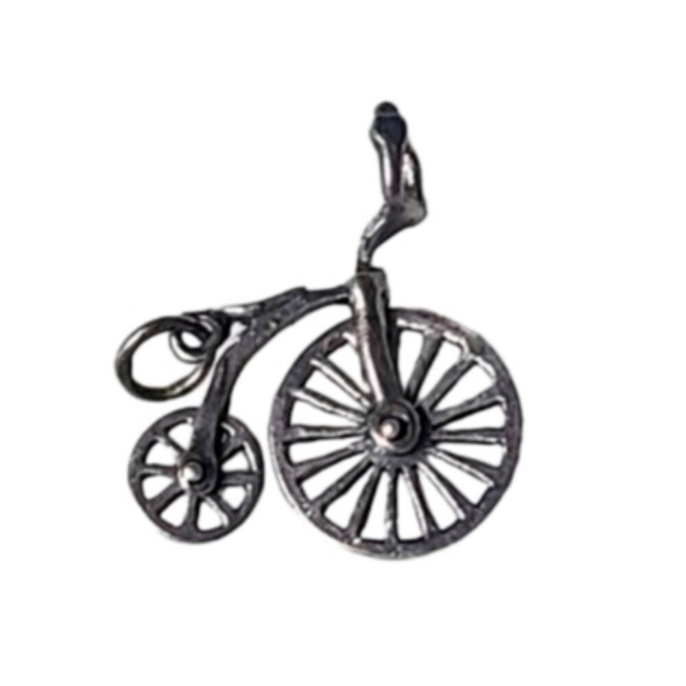 Vintage Antique Bicycle 925 Sterling Silver Charm with Moving Wheel